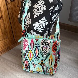 Vera Bradley Mint Quilted Crossbody with Multicolor Tribal Print